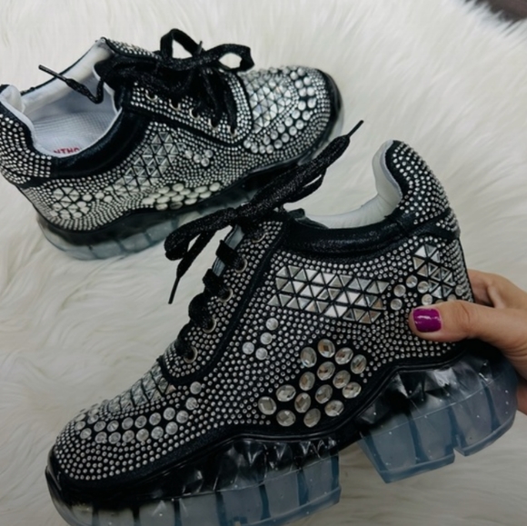 Anthony Wang Chunky Black Gem Sneakers - Picture 2 of 5